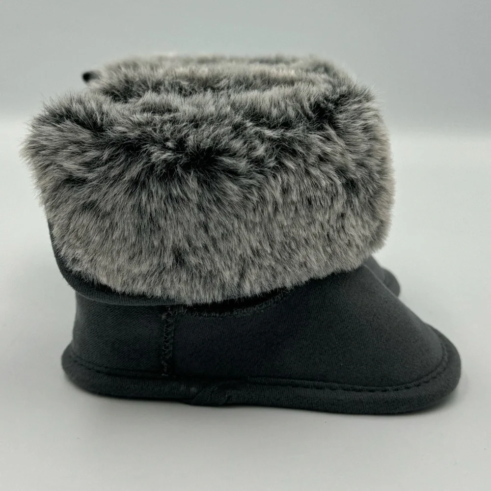 First Steps Baby Faux Fur Gray Booties Size 6-9 Months